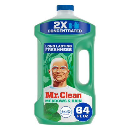 Multipurpose Cleaning Solution with Febreze, Meadows and Rain Scent, 64 oz Bottle, 4/Carton
