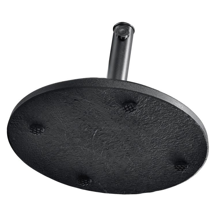 Round Umbrella Base, 1.5" x 11" Stem, Supports Up to 33 lb, Black