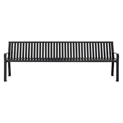 Steel Slat Benches with Back, 96" x 26" x 31", Black Seat/Back, Black Base