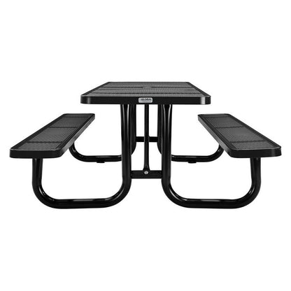 Perforated Steel Picnic Table, Rectangular, 72 x 62 x 29.5, Black Top, Black Base/Legs