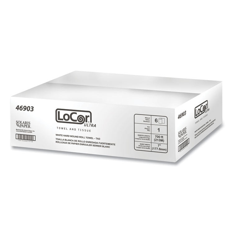 Hard Wound Roll Towel, TAD, 1-Ply, 7" x 700 ft, White, 6 Rolls/Carton