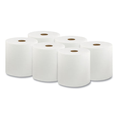 Hard Wound Roll Towel, 1-Ply, 8" x 1,000 ft, White, 6 Rolls/Carton