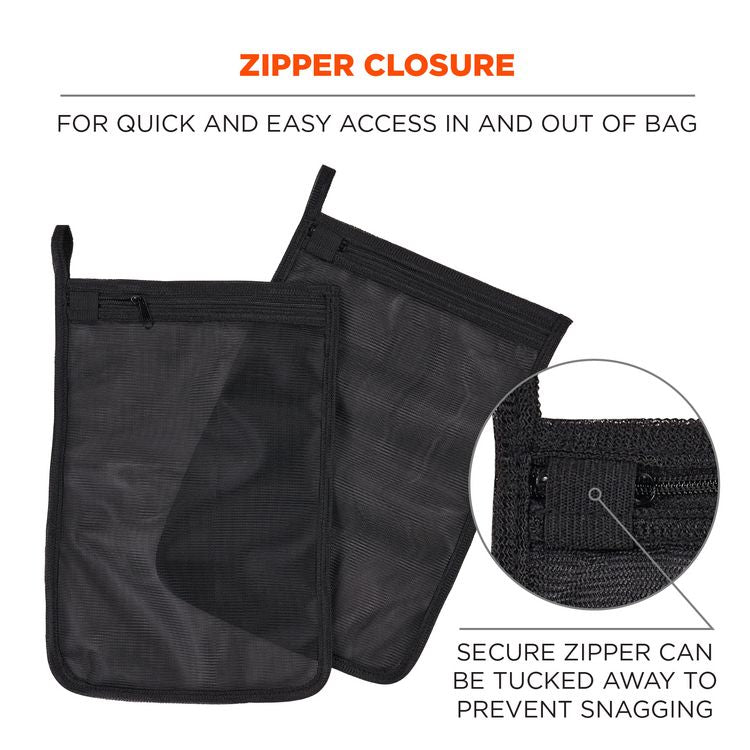 Arsenal 5718 Zippered Mesh Wash Bag, 8 x 10, Polyester, Black, 10/Pack