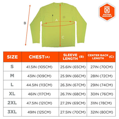 Chill-Its 6689 Cooling Long Sleeve Sun Shirt with UV Protection, 3X-Large, Lime