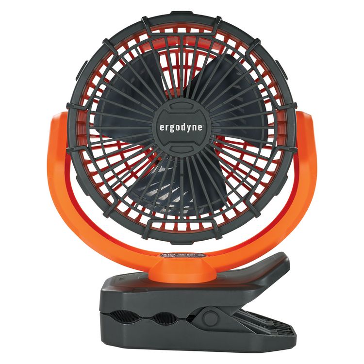 Chill-Its 6090 Rechargeable Portable Jobsite Fan, 9.5", 2 Speeds, Orange/Black
