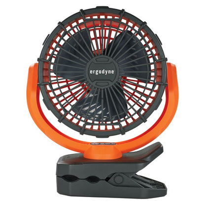 Chill-Its 6090 Rechargeable Portable Jobsite Fan, 9.5", 2 Speeds, Orange/Black