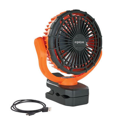 Chill-Its 6090 Rechargeable Portable Jobsite Fan, 9.5", 2 Speeds, Orange/Black
