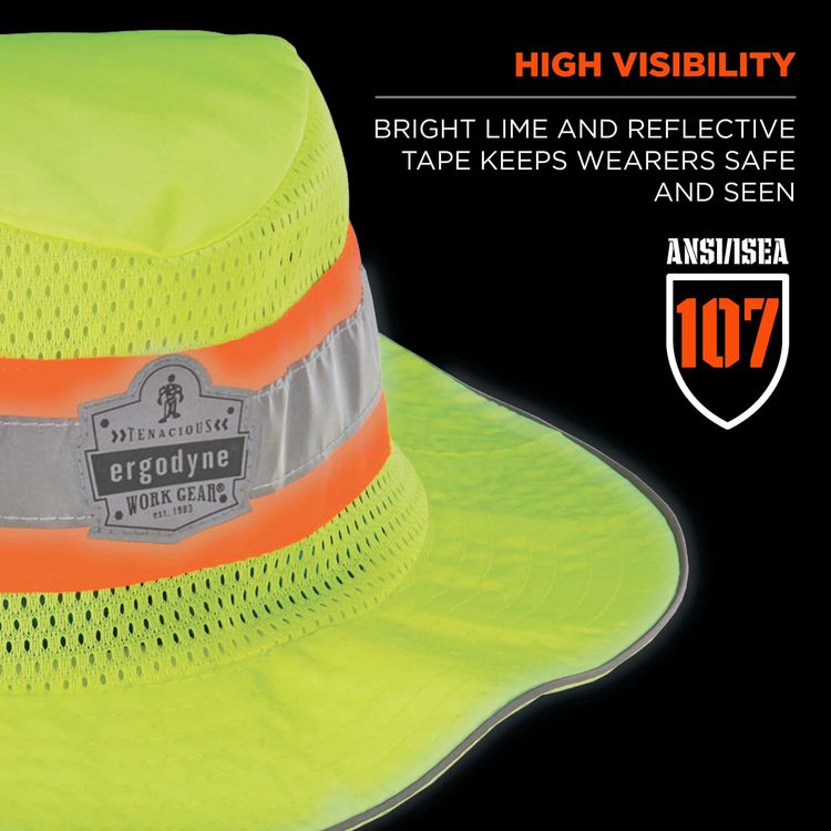 Chill-Its 8935MF Hi-Vis Microfiber Ranger Sun Hat, Polyester/Microfiber, 2X-Large/3X-Large, Lime