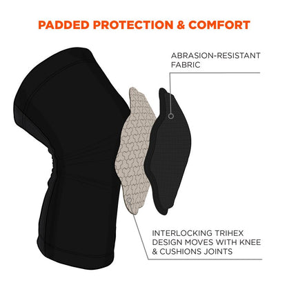 Proflex 525 Lightweight Padded Knee Sleeves, Slip-On, Large/X-Large, Black, Pair