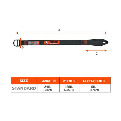 Squids 3176 Anchor Choke Strap for Tool Tethering, 40 lb Max Safe Working Capacity, 24" Long, Black