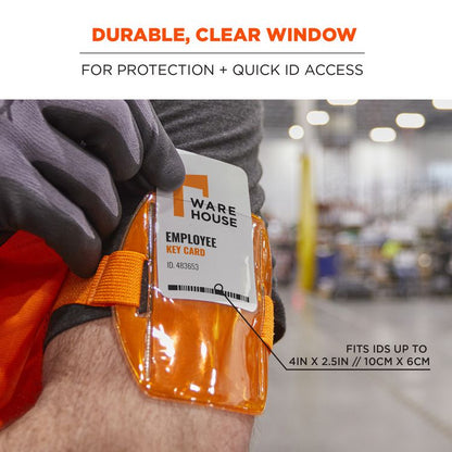 Squids 3386 Arm Band ID/Badge Holder, Vertical, Orange, 3.75 x 4.25 Holder, 2.5 x 4 Insert, 10/Pack