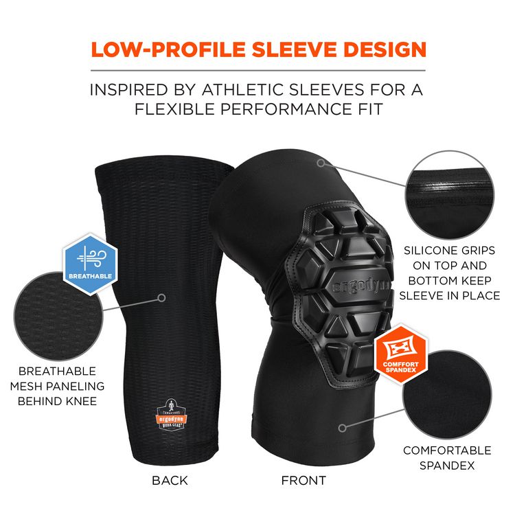 ProFlex 550 Padded Knee Sleeves with 3-Layer Foam Cap, Slip-On, Medium/Large, Black, Pair