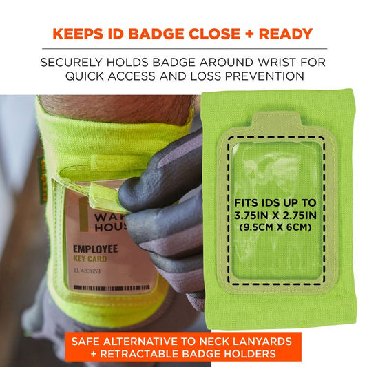 Squids 3388 Wrist ID/Badge Holder, Vertical, Lime, 3.5 x 5.5 Holder, 2.75 x 3.75 Insert