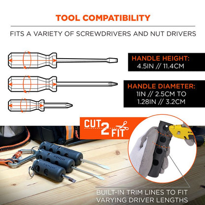 Squids 3745 Tool Grip and Tether Attachment Point, 1 lb Max Working Capacity, 5.5" Long, Black, 2/Pack