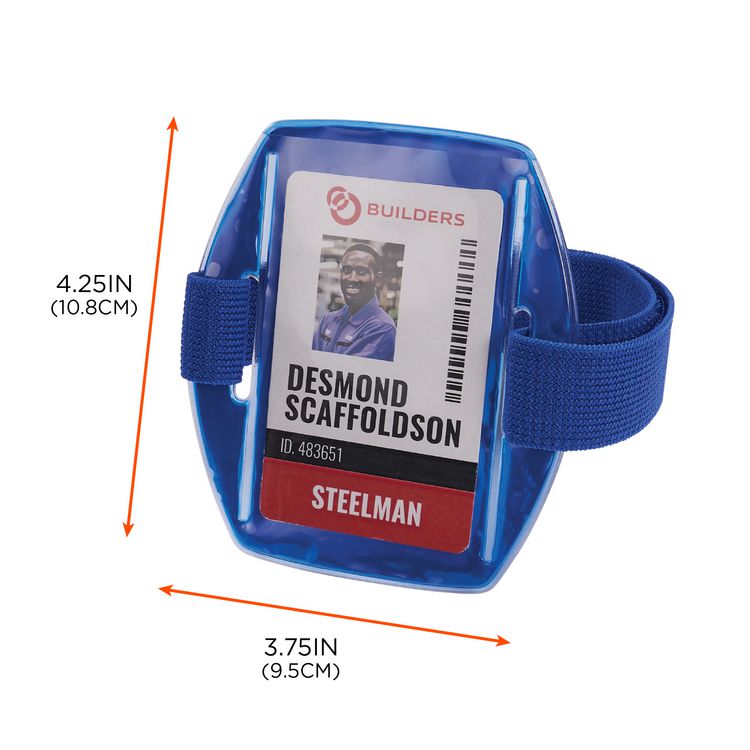 Squids 3386 Arm Band ID/Badge Holder, Vertical, Blue, 3.75 x 4.25 Holder, 2.5 x 4 Insert, 10/Pack