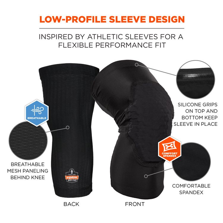Proflex 525 Lightweight Padded Knee Sleeves, Slip-On, Large/X-Large, Black, Pair