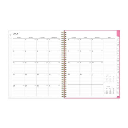 Roosevelt Pink Academic Weekly/Monthly Planner, Floral Artwork, 11" x 8.5", Pink/Gray Cover, 12-Month (July-June): 2025-2026