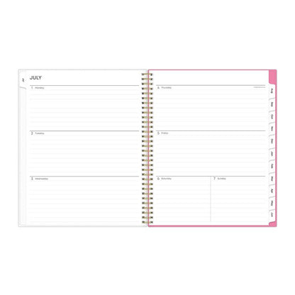 Roosevelt Pink Academic Weekly/Monthly Planner, Floral Artwork, 11" x 8.5", Pink/Gray Cover, 12-Month (July-June): 2025-2026