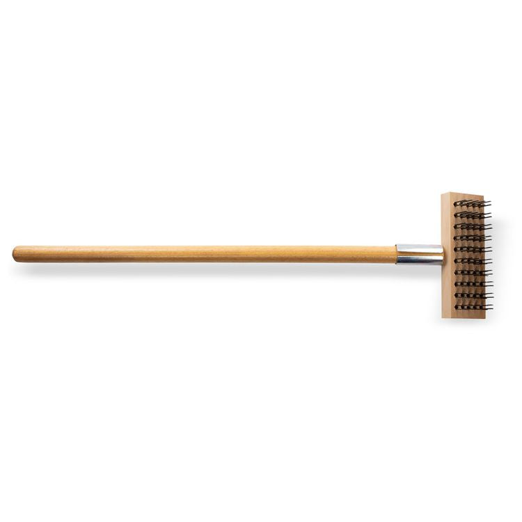 Sparta Broiler Master Grill Brush and Scraper with Handle, Metal Bristles, 30"  Natural Wood Handle