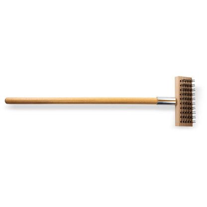 Sparta Broiler Master Grill Brush and Scraper with Handle, Metal Bristles, 30"  Natural Wood Handle
