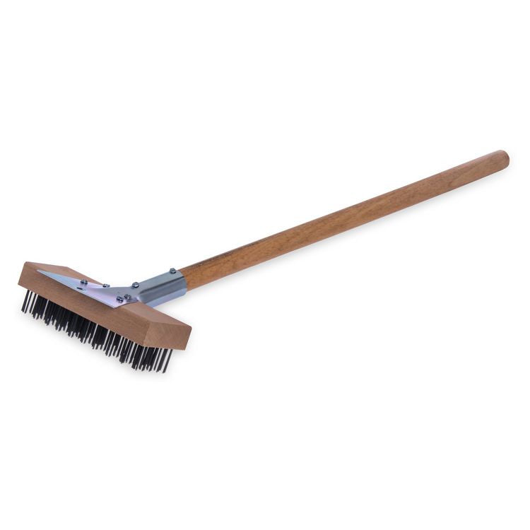 Sparta Broiler Master Grill Brush and Scraper with Handle, Metal Bristles, 30"  Natural Wood Handle