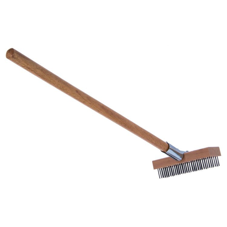 Sparta Broiler Master Grill Brush and Scraper with Handle, Metal Bristles, 30"  Natural Wood Handle