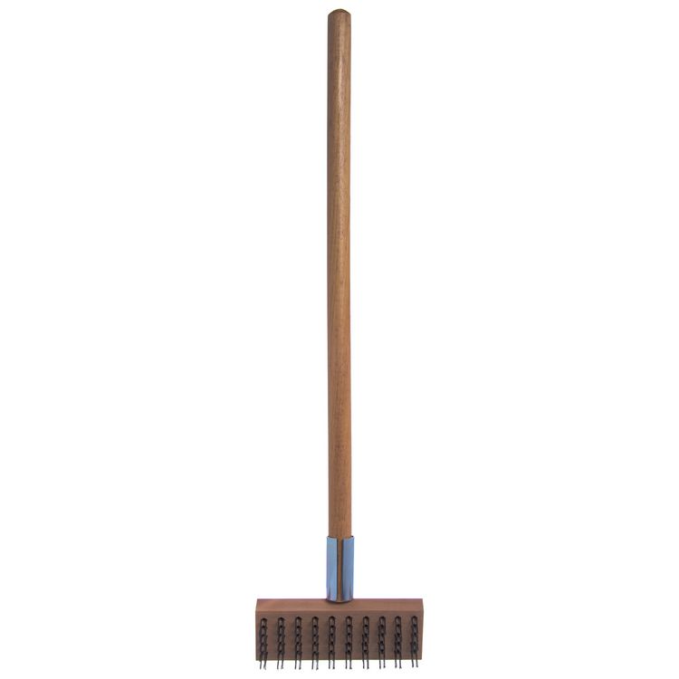 Sparta Broiler Master Grill Brush and Scraper with Handle, Metal Bristles, 30"  Natural Wood Handle