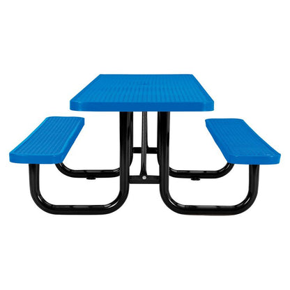 ADA Compliant Expanded Steel Picnic Table, Rectangular, 96 x 60 x 29.5, Blue Top and Base