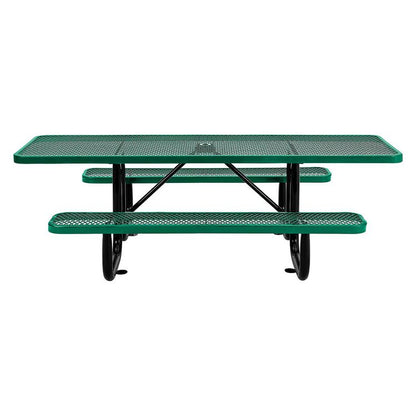 ADA Compliant Expanded Steel Picnic Table, Rectangular, 96 x 60 x 21.5, Green Top and Base