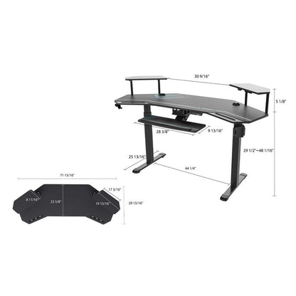 Aero Standing Desk, 71.93" x 29.93" x 34.62" to 53.18", Black