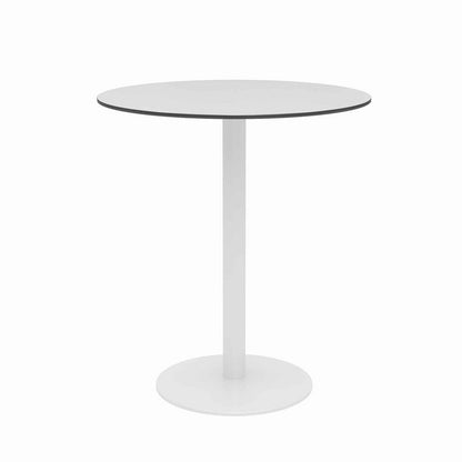 Eveleen Outdoor Patio Table with Two Mocha Powder-Coated Polymer Chairs, 30" Dia x 29h, Gray