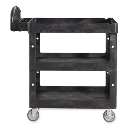 BRUTE 3-Shelf Heavy-Duty Ergo Lipped Utility Cart, Resin, 3 Shelves, 600 lb Capacity, 25.24" x 44" x 47", Black