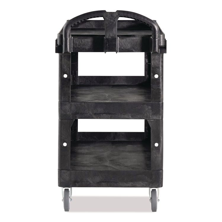 BRUTE 3-Shelf Heavy-Duty Ergo Lipped Utility Cart, Resin, 3 Shelves, 600 lb Capacity, 25.24" x 44" x 47", Black