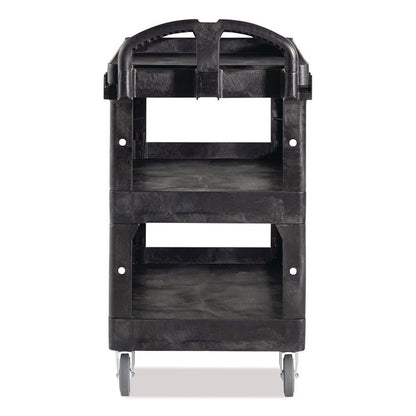 BRUTE 3-Shelf Heavy-Duty Ergo Lipped Utility Cart, Resin, 3 Shelves, 600 lb Capacity, 25.24" x 44" x 47", Black