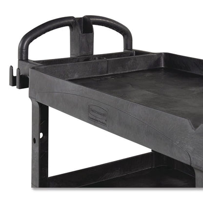 BRUTE 3-Shelf Heavy-Duty Ergo Lipped Utility Cart, Resin, 3 Shelves, 600 lb Capacity, 25.24" x 44" x 47", Black