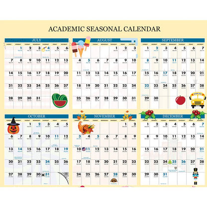 Recycled Academic Seasonal Laminated Wall Calendar, Illustrated Seasons, 24 x 37, 12-Month (July to June), 2025 to 2026