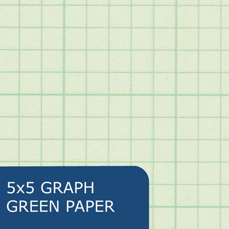 Covered Engineering Pad, Quadrille Rule (5 sq/in), (80) Green 8.5 x 11 Sheets, 24/Carton