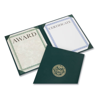 7510017146627, SKILCRAFT Awards Certificate Padded Cover Binder, Army Seal, 9.12 x 11.62, Green/Gold