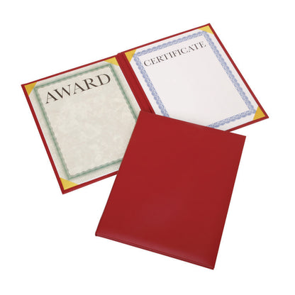 7510017143329, SKILCRAFT Awards Certificate Padded Cover Binder, 9.12 x 11.62, Red/Gold