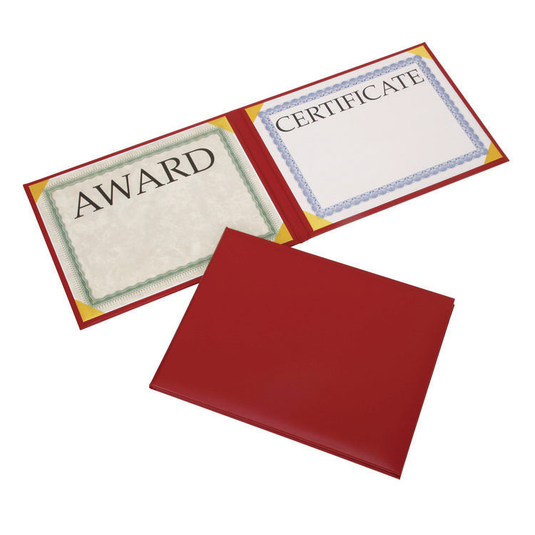 7510017143327, SKILCRAFT Awards Certificate Padded Cover Binder, 11.62 x 9.12, Red/Gold
