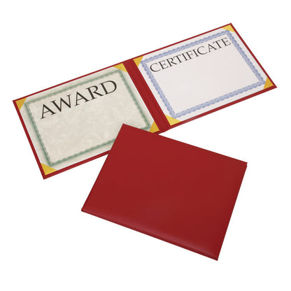 7510017143327, SKILCRAFT Awards Certificate Padded Cover Binder, 11.62 x 9.12, Red/Gold