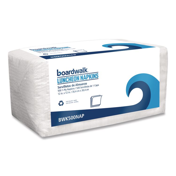 1/4-Fold Lunch Napkins, 1-Ply, 12 x 12, White, 500/Pack, 6 Packs/Carton