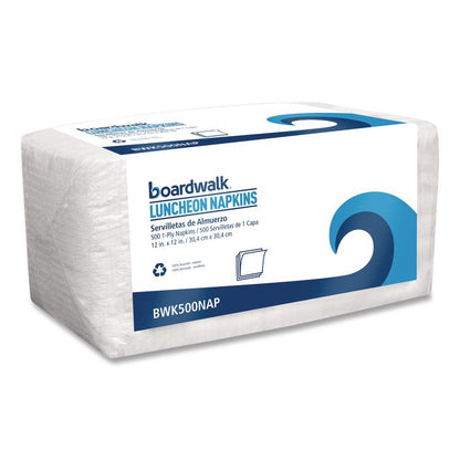 1/4-Fold Lunch Napkins, 1-Ply, 12 x 12, White, 500/Pack, 6 Packs/Carton