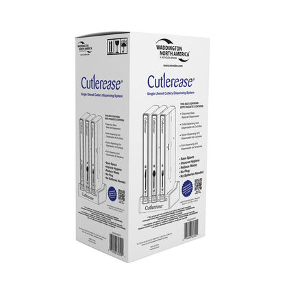 Cutlerease Dispensing System Starter Kit, Holds 120 Forks/120 Knives/120 Spoons, 12.5 x 12.5 x 29.25, Gray/Black