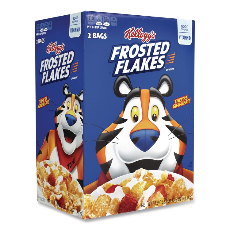 Frosted Flakes Breakfast Cereal, 2 Bags/61.9 oz Box, 2 Boxes/Carton
