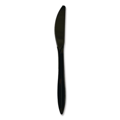 Mediumweight Polypropylene Cutlery, Knife, Plastic, Black, 1,000/Carton