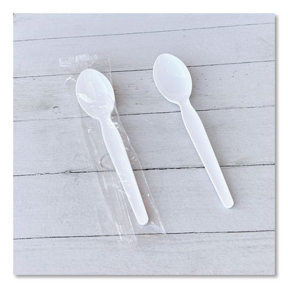 Heavyweight Wrapped Polystyrene Cutlery, Soup Spoon, Plastic, White, 1,000/Carton