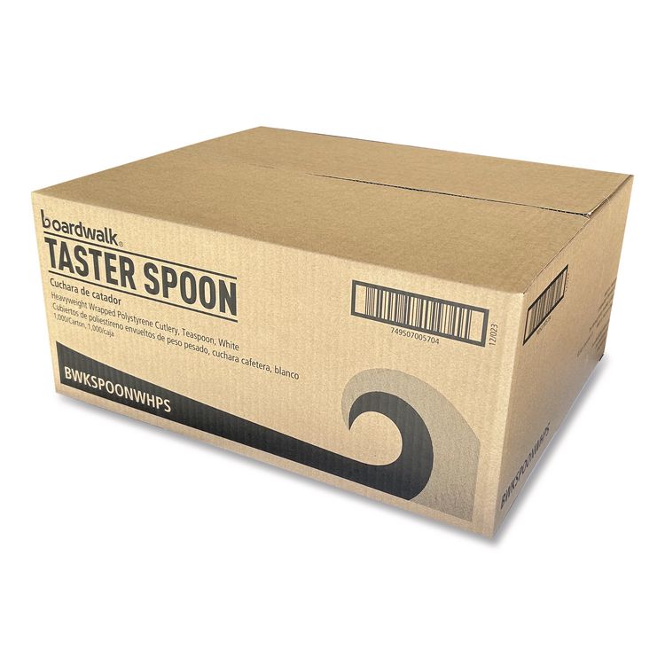 Heavyweight Wrapped Polystyrene Cutlery, Spoon, Plastic, White, 1,000/Carton
