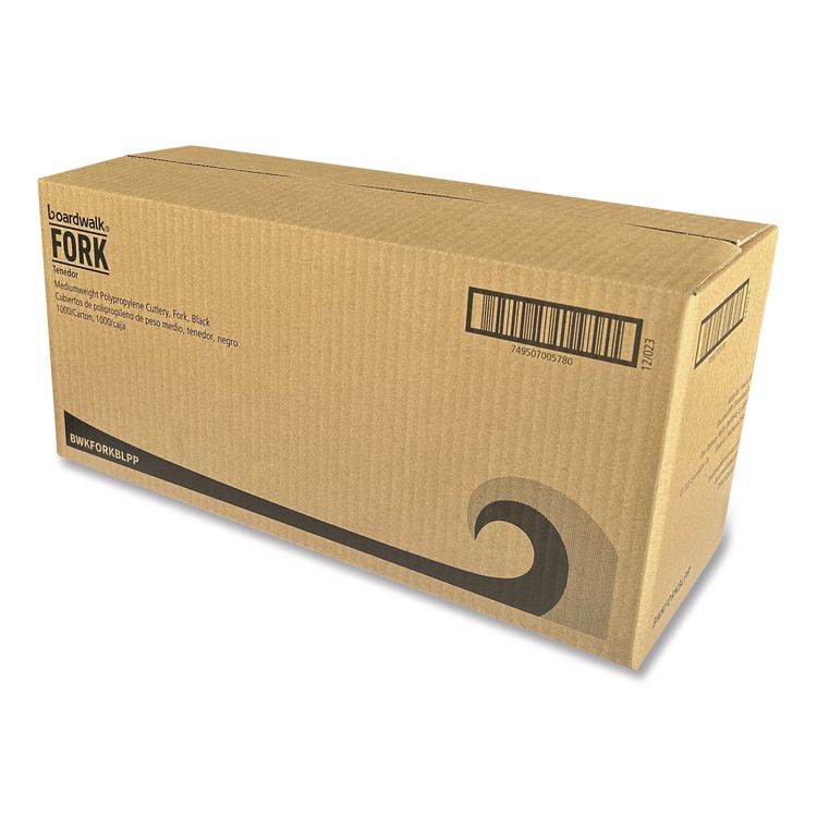 Mediumweight Polypropylene Cutlery, Fork, Plastic, Black, 1,000/Carton
