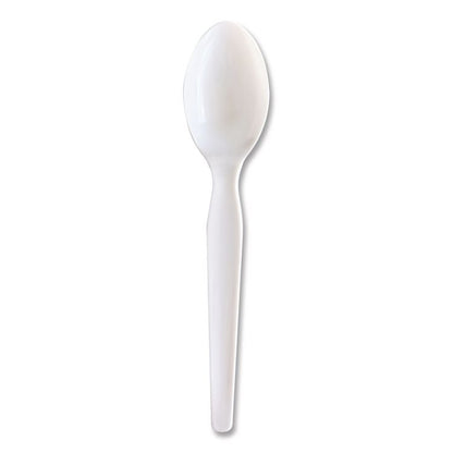 Heavyweight Wrapped Polystyrene Cutlery, Soup Spoon, Plastic, White, 1,000/Carton
